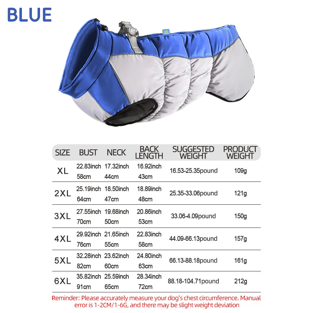 Large Dog Jacket Waterproof Dog Clothing Medium and Large Dog Winter Pet Clothing Labrador Coat Labrador German Shepherd Vest