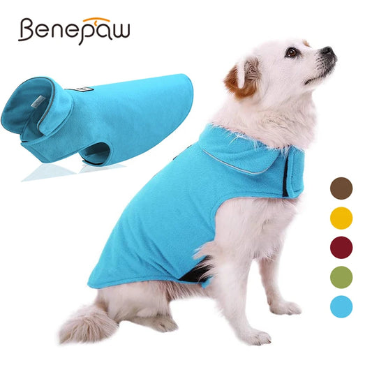 Benepaw Windproof  Warm Fleece Pet Clothing For Small Medium Large Dogs Winter Reflective Leash Hole Puppy Dog Clothes Jacket