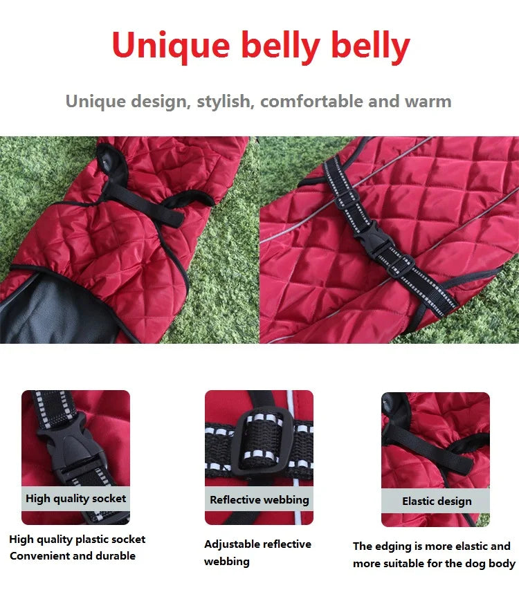 Pet Cotton Coat Autumn and Winter New Soft Large Dog Clothes Outdoor Reflective Dog Jacket Cold Warm Pet Clothing Supplies