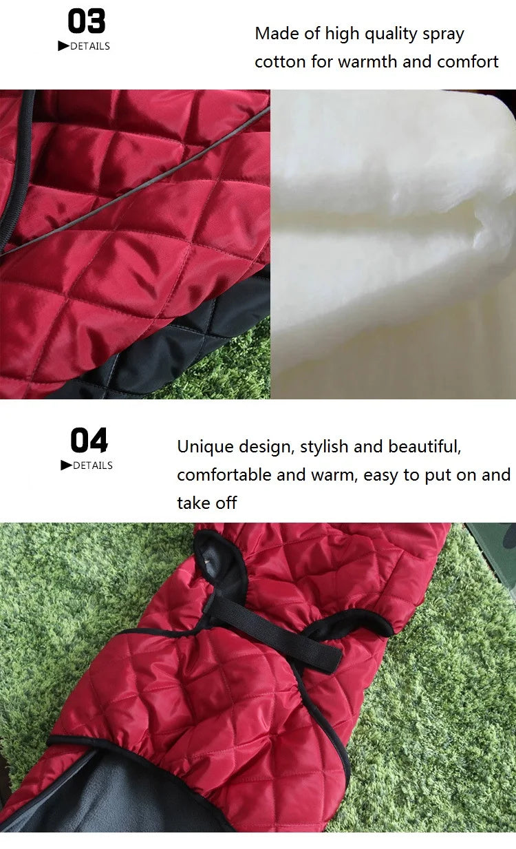 Pet Cotton Coat Autumn and Winter New Soft Large Dog Clothes Outdoor Reflective Dog Jacket Cold Warm Pet Clothing Supplies