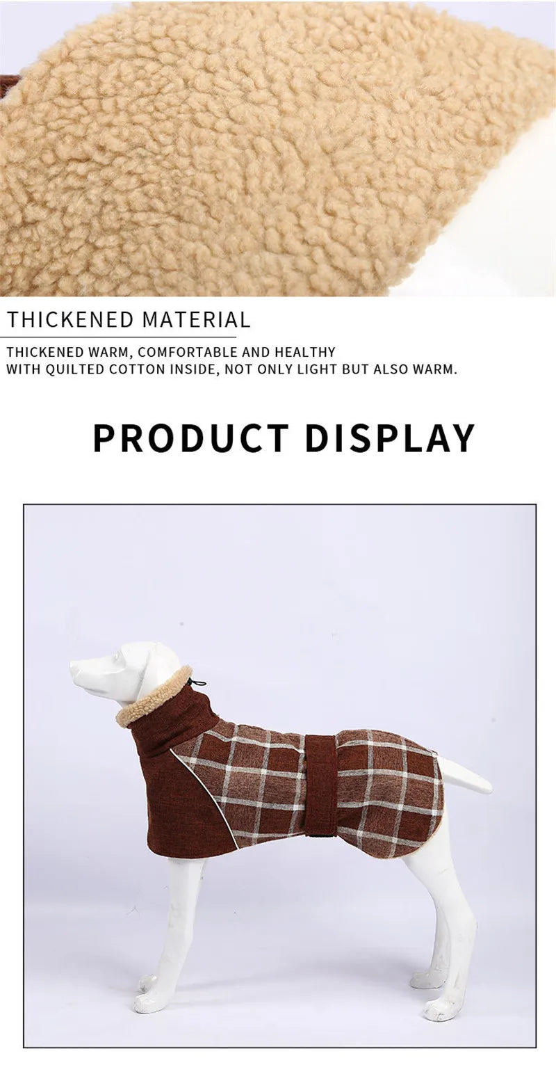 Dog Clothes Winter Thick Warm Dog Jacket for Small Large Dogs Reflective Windproof Pet Clothing Checked Strom Snow Dog Coat 3XL