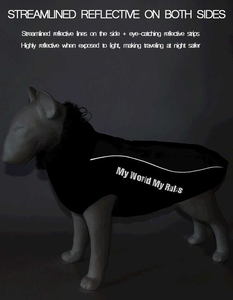Waterproof Large Dog Clothes Winter Dog Coat With Harness Furry Collar Warm Pet Clothing Big Dog Jacket Labrador Bulldog Costume