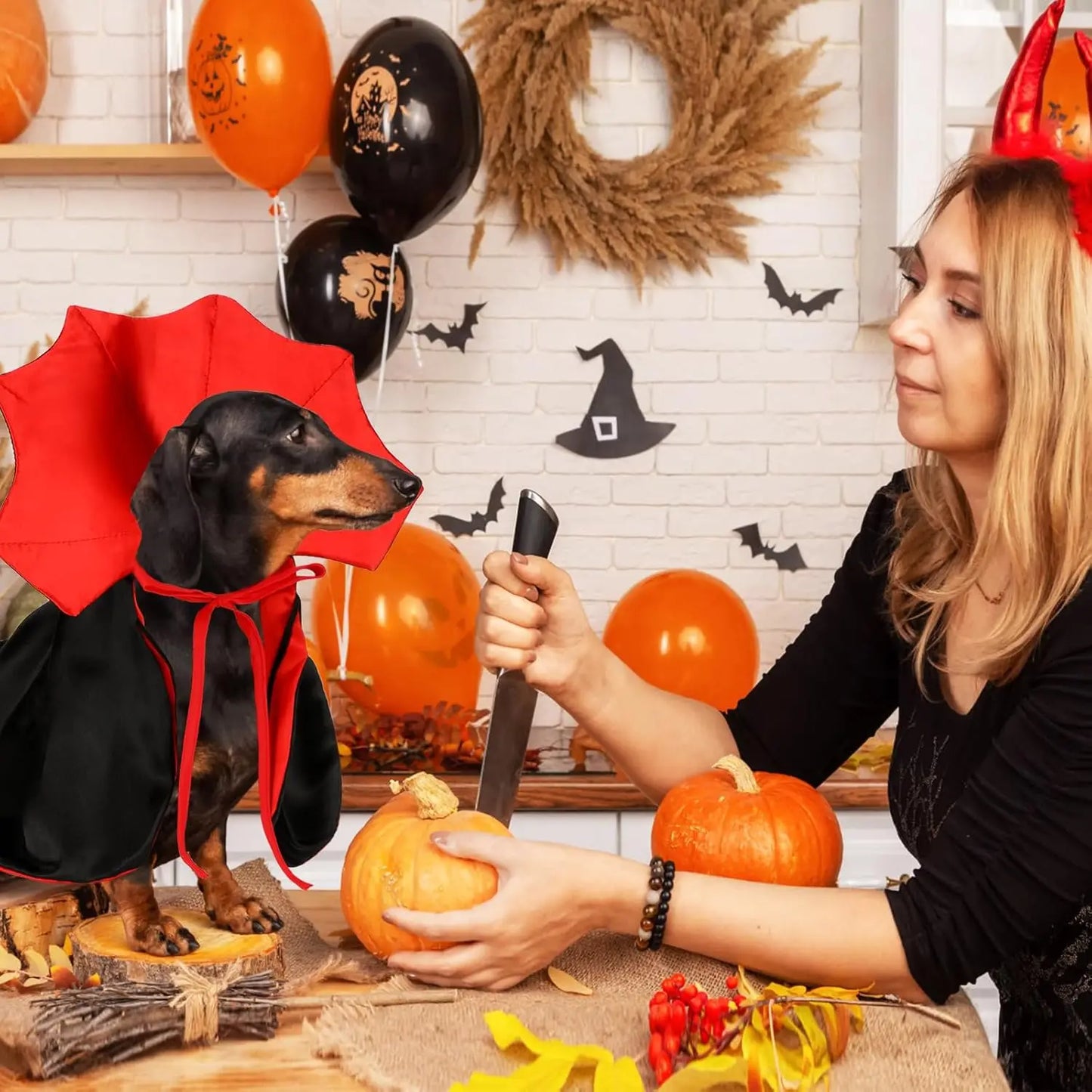 ATUBAN Cat Vampire Cloak Funny Dog Halloween Costumes Dog Mantle Apparel Pet Clothing Vampire Cape for Cat Puppy Small Dog