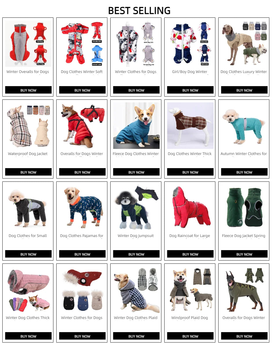 Dog Clothes Winter Thick Warm Dog Jacket for Small Large Dogs Reflective Windproof Pet Clothing Checked Strom Snow Dog Coat 3XL