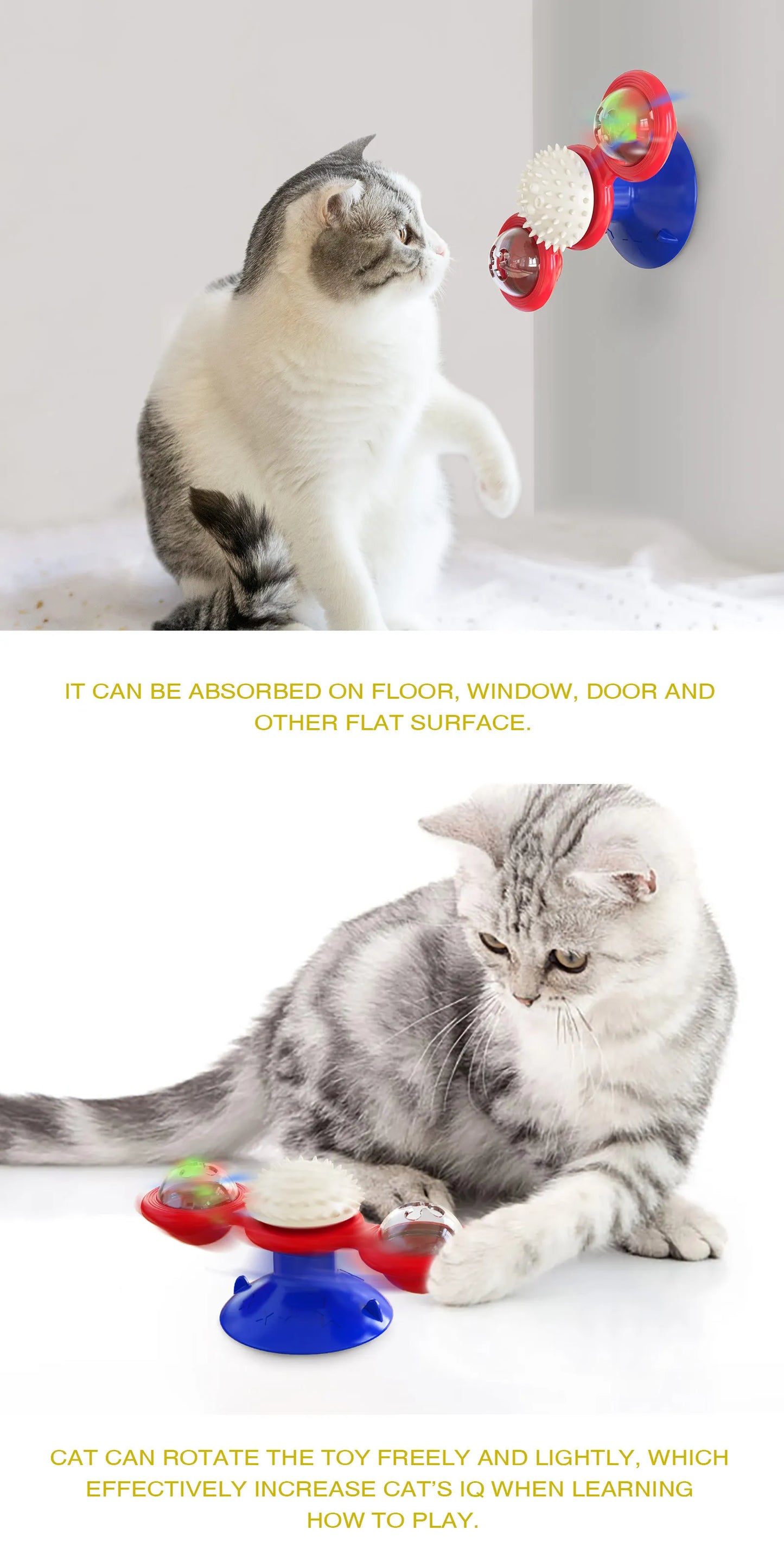 Windmill Rotating Cat Toy Turntable Interactive Pet Scratcher Hair Brush Catnip Teaser Toy for Kittens Cats Pet Supplies