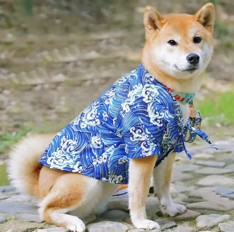 Japanese Style Pet Kimono Spring Summer Clothes for Cats And Dogs Small to Medium Size Shiba Inu Corgi Puppy Costume Outfit