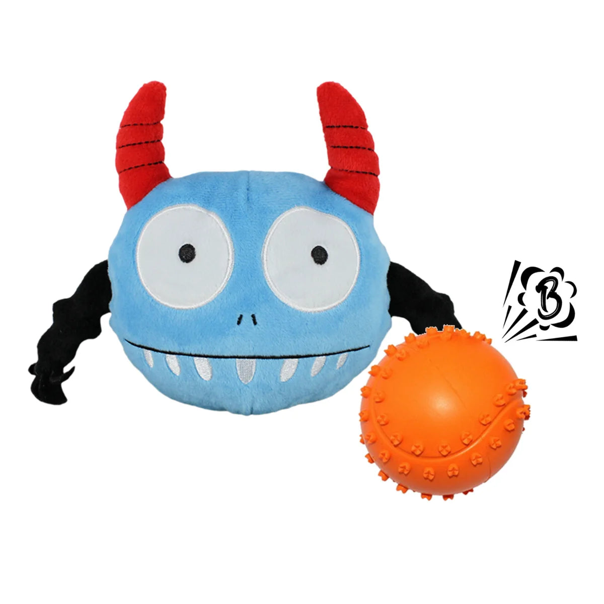 ATUBAN Dog Interactive Toys 2in1 Dog Plush Squeaky Small Balls Pet Toys Halloween Xmas for Small Medium Large Dogs,Blue Monster