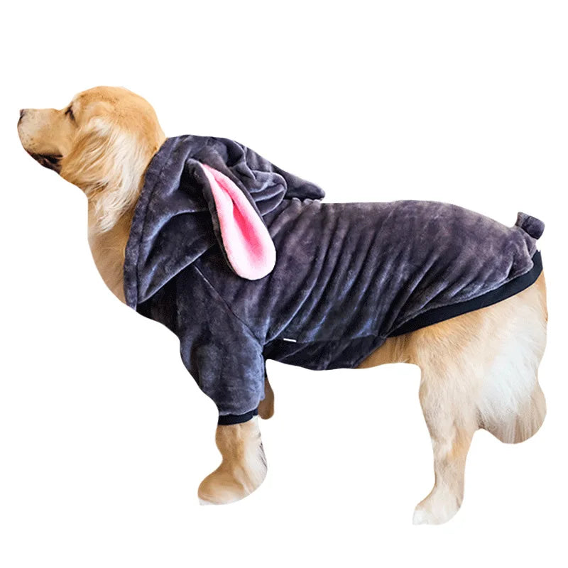 Warm Winter Pet Clothing Plush Rabbit Dog Outside Christmas Cape New Year Coat Trench Coat Plus Wool Thick Warm Coat Gift