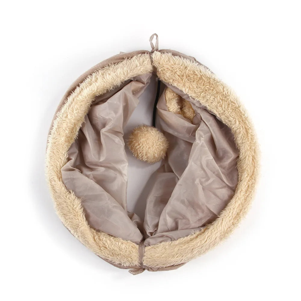 Collapsible Cat Tunnel Suede Fabric Puppy Rabbit Play Chase Hide Tunnel Tube Indoor for Game Exercising Hiding Training Pet Toys