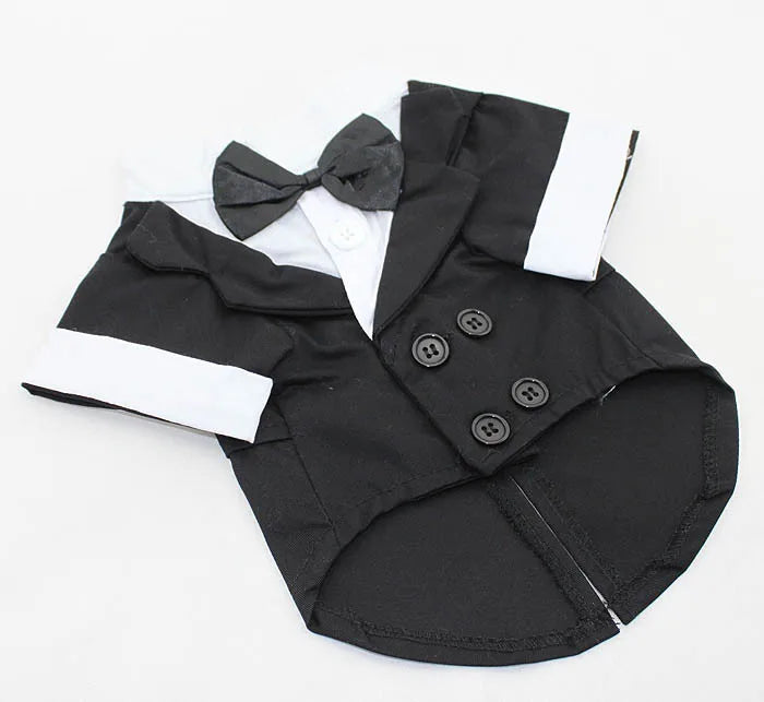 Halloween Dog Costume Pet Formal Tuxedo Dress & Wedding Suit Big Dog Clothes with Black Bow Cosplay Large Pet Clothing for Party