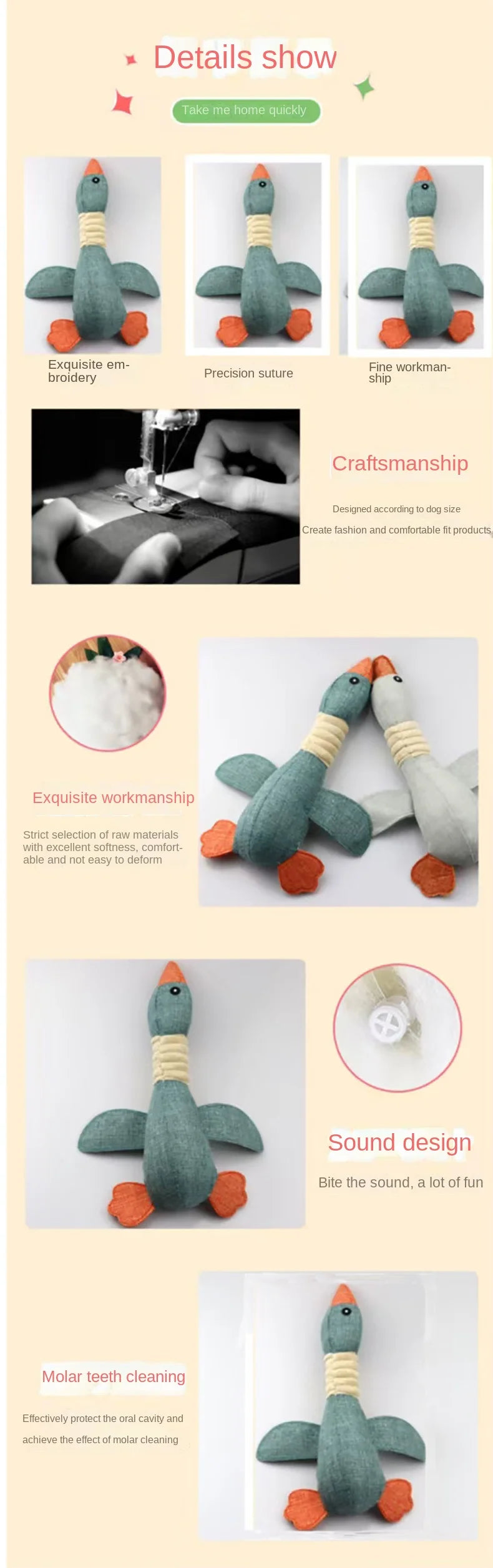 New Pet Toy, Large Goose-Shaped Toy That Makes Sound, Is Durable and Teeth-Cleaning, Suitable for Dogs and Cats