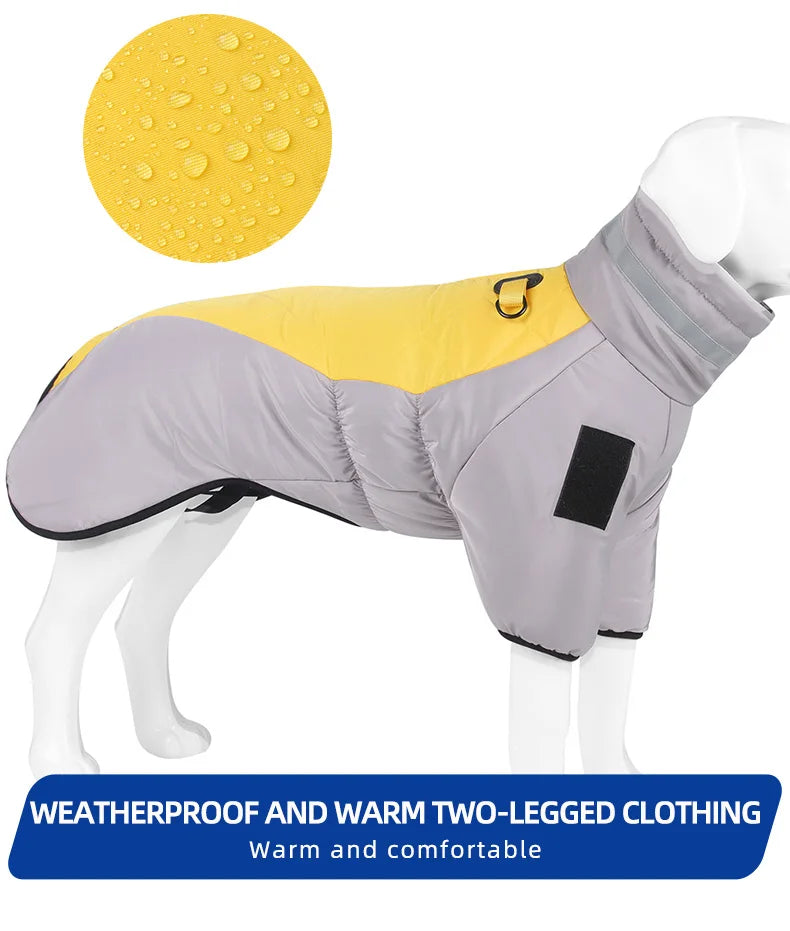 Winter Warm Dog Down Jacket Waterproof Large Dog Coat Reflection High Collar Pet Clothing for Medium Large Dogs Golden Retriever