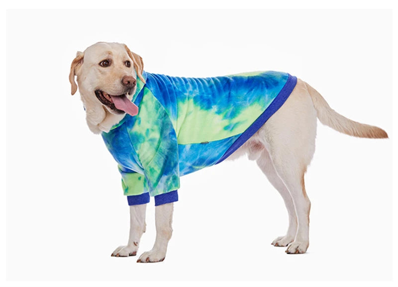 Pink Tie Dye Fleece Dog Clothes Winter Hooded Sweatshirts For Dogs Warm Coat Chihuahua Labrador Retriever Pet Clothing Dog Hood