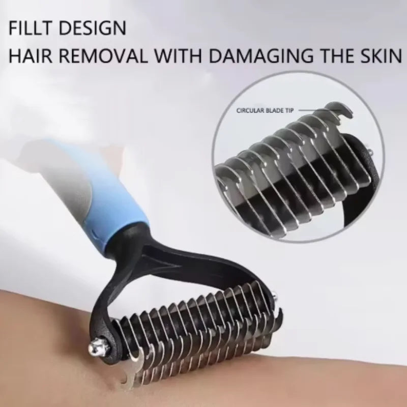 Double Sided Pet Deshedding Brush Stainless Steel Dog Comb Grooming Tool for Shedding And Dematting - Effective Pet Care