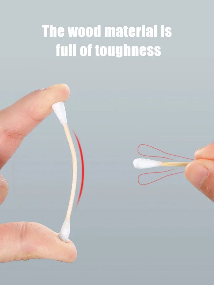 About 500PCS Disposable Cotton Swab Box With Double End Round Head For Makeup Removal Daily Cleaning Pet Care Multi-purpose