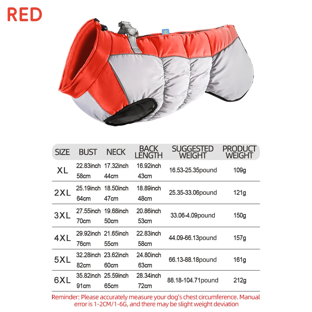 Large Dog Jacket Waterproof Dog Clothing Medium and Large Dog Winter Pet Clothing Labrador Coat Labrador German Shepherd Vest