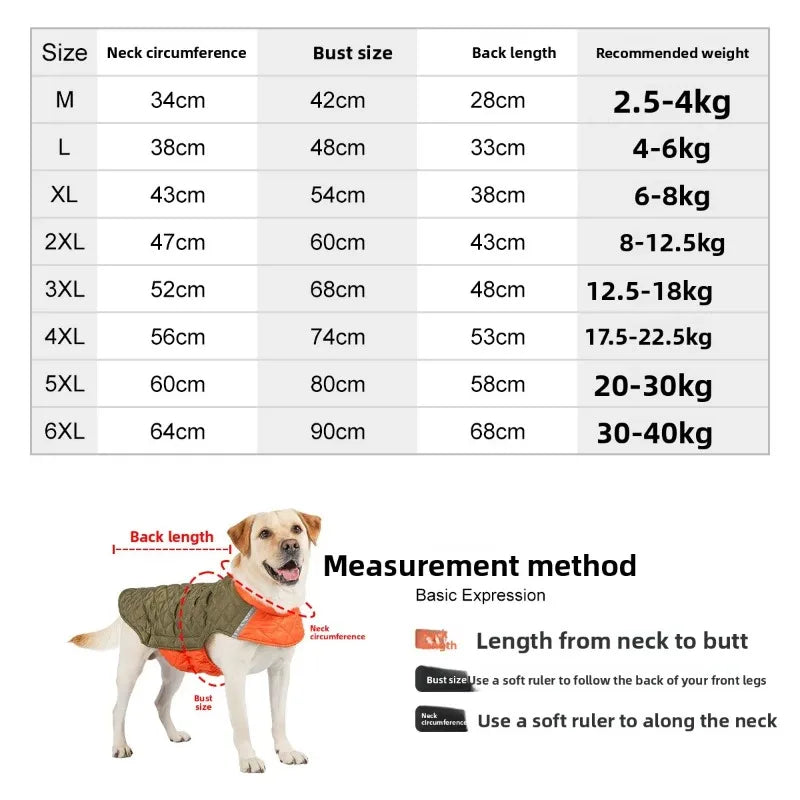 Xs-4XL Winter Warm Dog Jacket Coat Reflective Waterproof Windproof Lightweight Pet Clothing Jackets for Small Medium Large Dogs