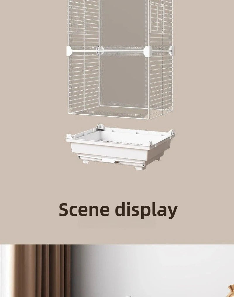 Transparent Ornamental Cage Parrot Bird Cage Double-layer Large Space Bird Supplies Easy Interactive House with Drawer Tray