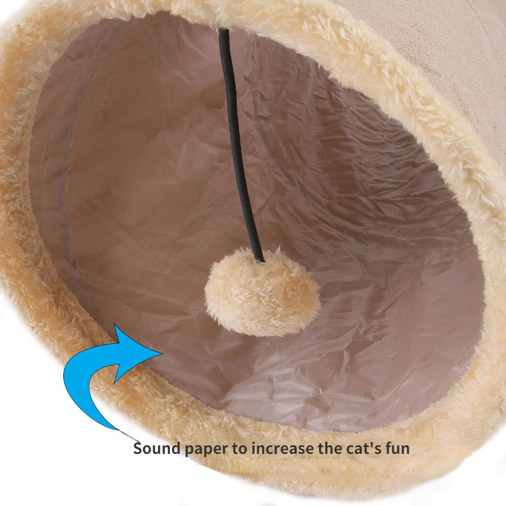 Collapsible Cat Tunnel Suede Fabric Puppy Rabbit Play Chase Hide Tunnel Tube Indoor for Game Exercising Hiding Training Pet Toys