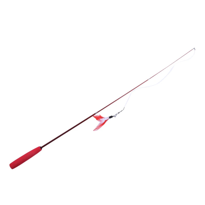 Pet Cat Toy Super Long Three Section Telescopic Rod Cat Teaser Stick Feather Replacement Head Cat Teaser Supplies New