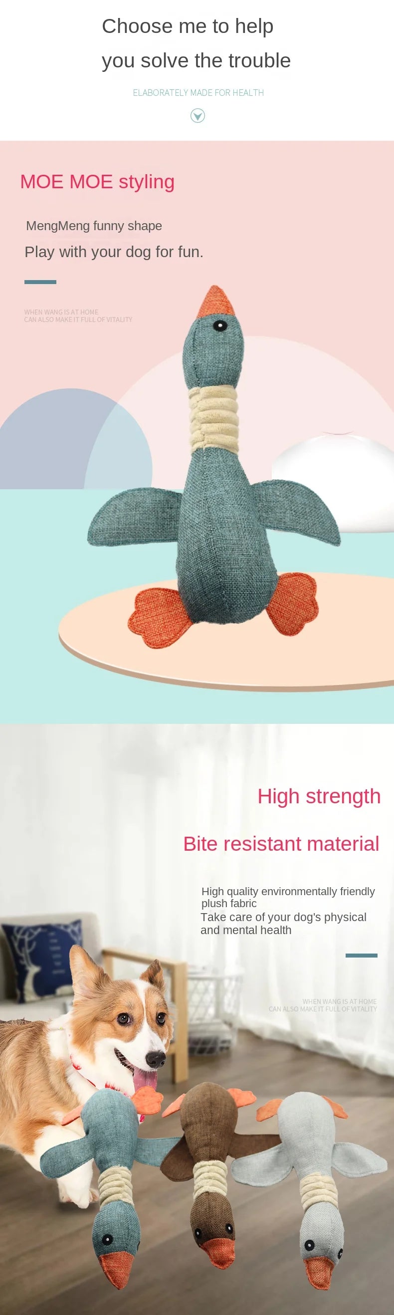New Pet Toy, Large Goose-Shaped Toy That Makes Sound, Is Durable and Teeth-Cleaning, Suitable for Dogs and Cats