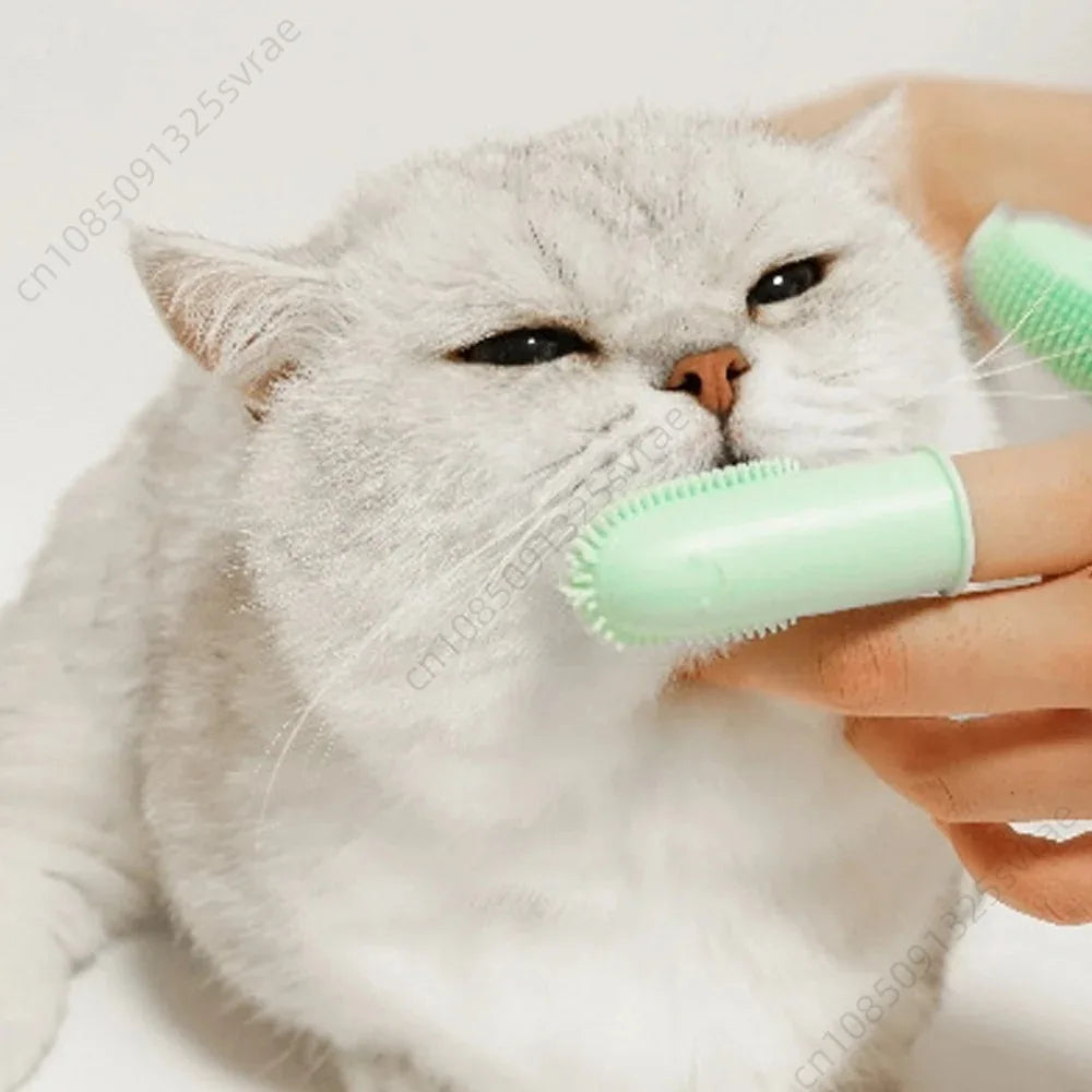 Dog Soft Double Finger Toothbrush Pet Teeth Clean Bad Breath Care TPR Tooth Brush Clean Tool Cats Toothbrush Accessories perros