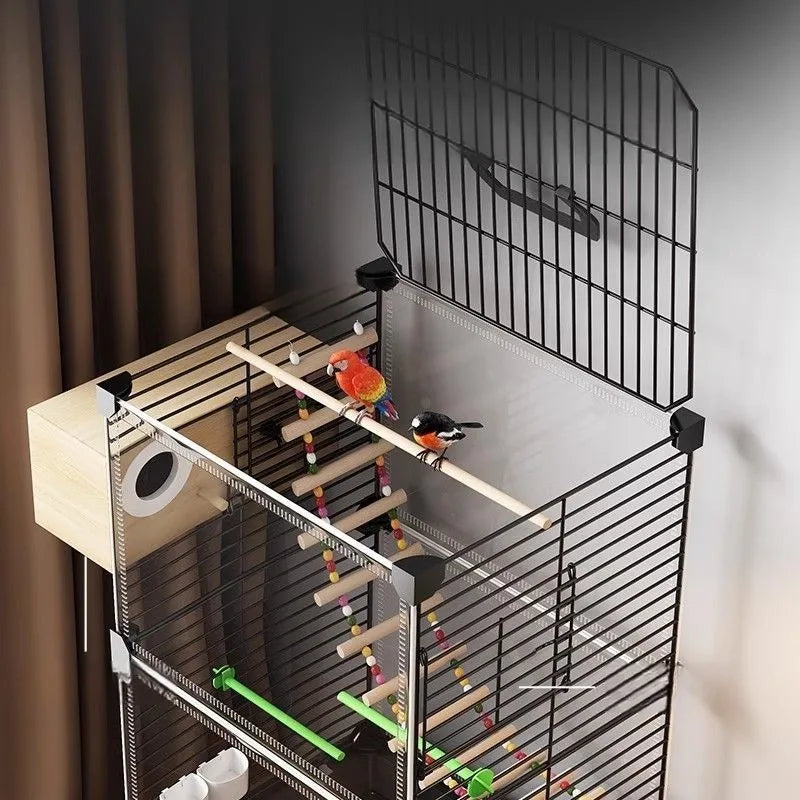 Transparent Ornamental Cage Parrot Bird Cage Double-layer Large Space Bird Supplies Easy Interactive House with Drawer Tray