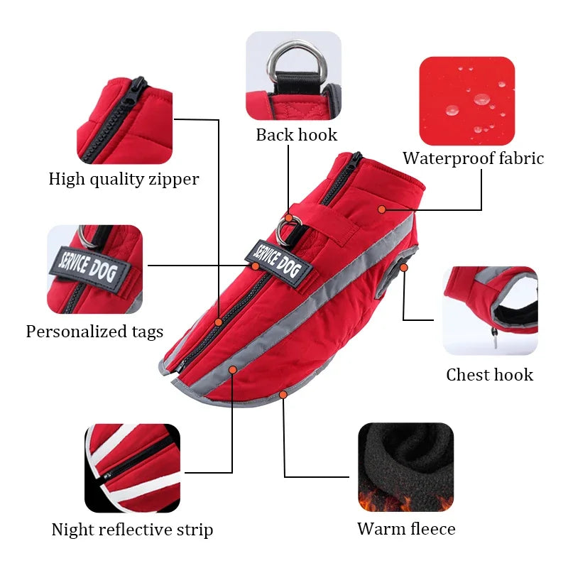 Personalized Dog clothes Warm Fleece Waterproof Winter Clothes for Dogs Pet Clothing Jackets Small Medium Large Dog Accessories