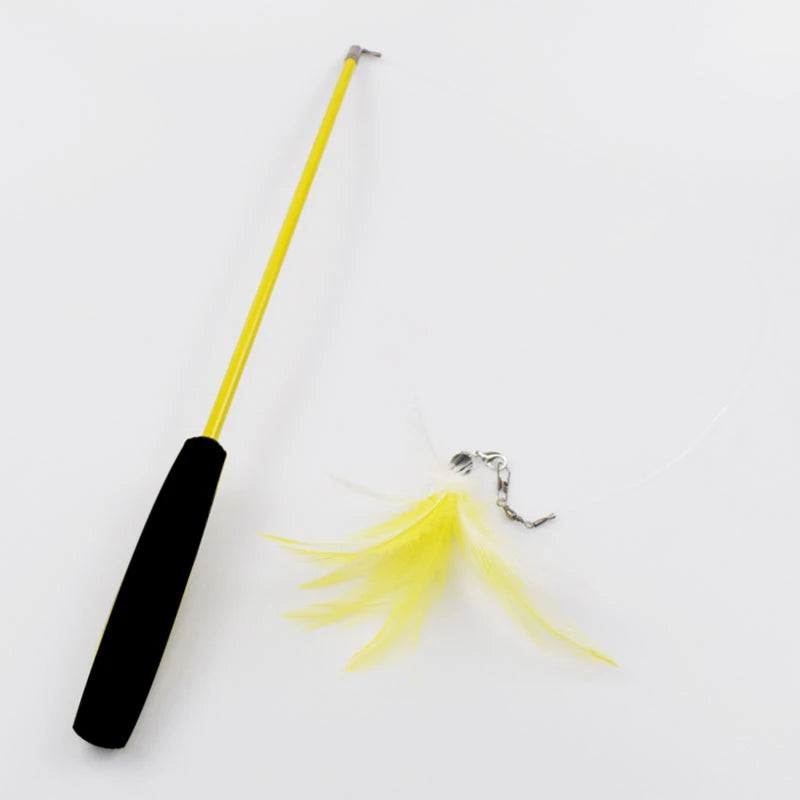 Pet Cat Toy Super Long Three Section Telescopic Rod Cat Teaser Stick Feather Replacement Head Cat Teaser Supplies New