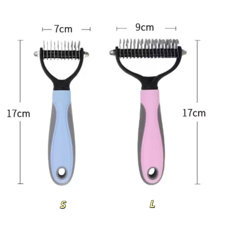 Double Sided Pet Deshedding Brush Stainless Steel Dog Comb Grooming Tool for Shedding And Dematting - Effective Pet Care