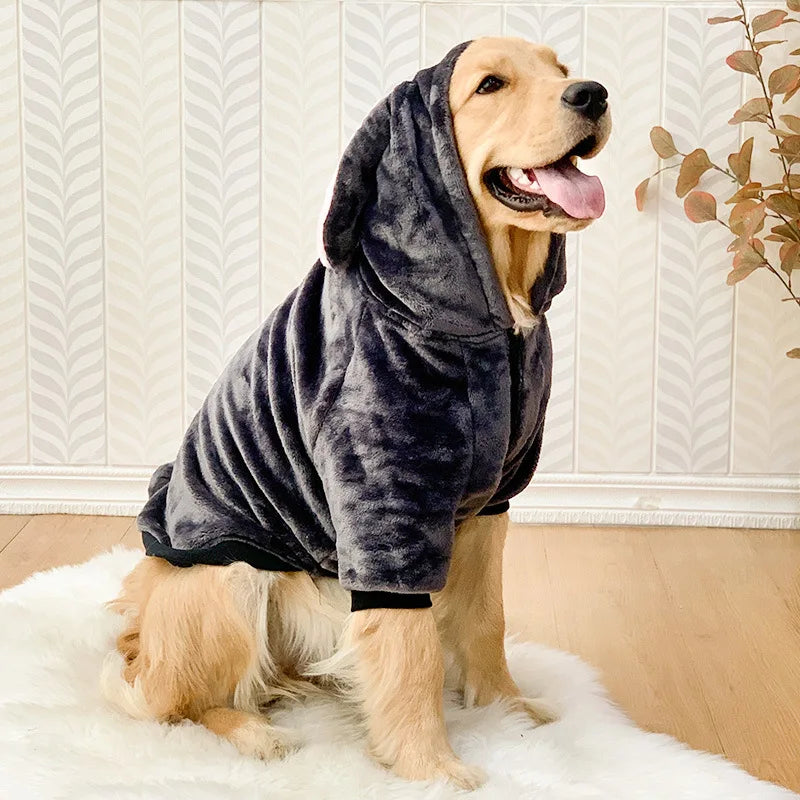 Warm Winter Pet Clothing Plush Rabbit Dog Outside Christmas Cape New Year Coat Trench Coat Plus Wool Thick Warm Coat Gift