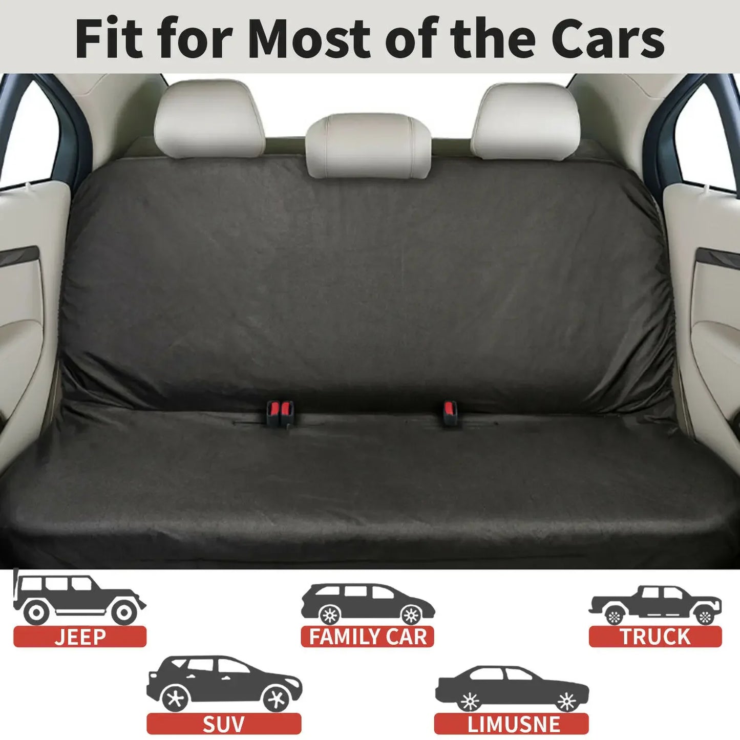 Black Heavy-Duty Waterproof Rear Seat Cover Universal Pet Dog Protector for Cars Back Seat Shield Resistant To Spills Scratches