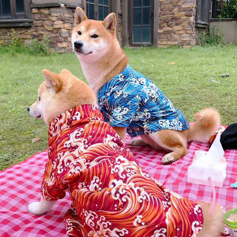 Japanese Style Pet Kimono Spring Summer Clothes for Cats And Dogs Small to Medium Size Shiba Inu Corgi Puppy Costume Outfit