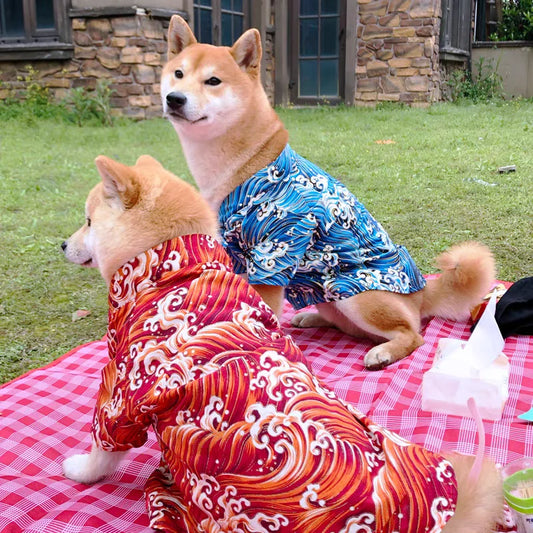 Japanese Style Pet Kimono Spring Summer Clothes for Cats And Dogs Small to Medium Size Shiba Inu Corgi Puppy Costume Outfit
