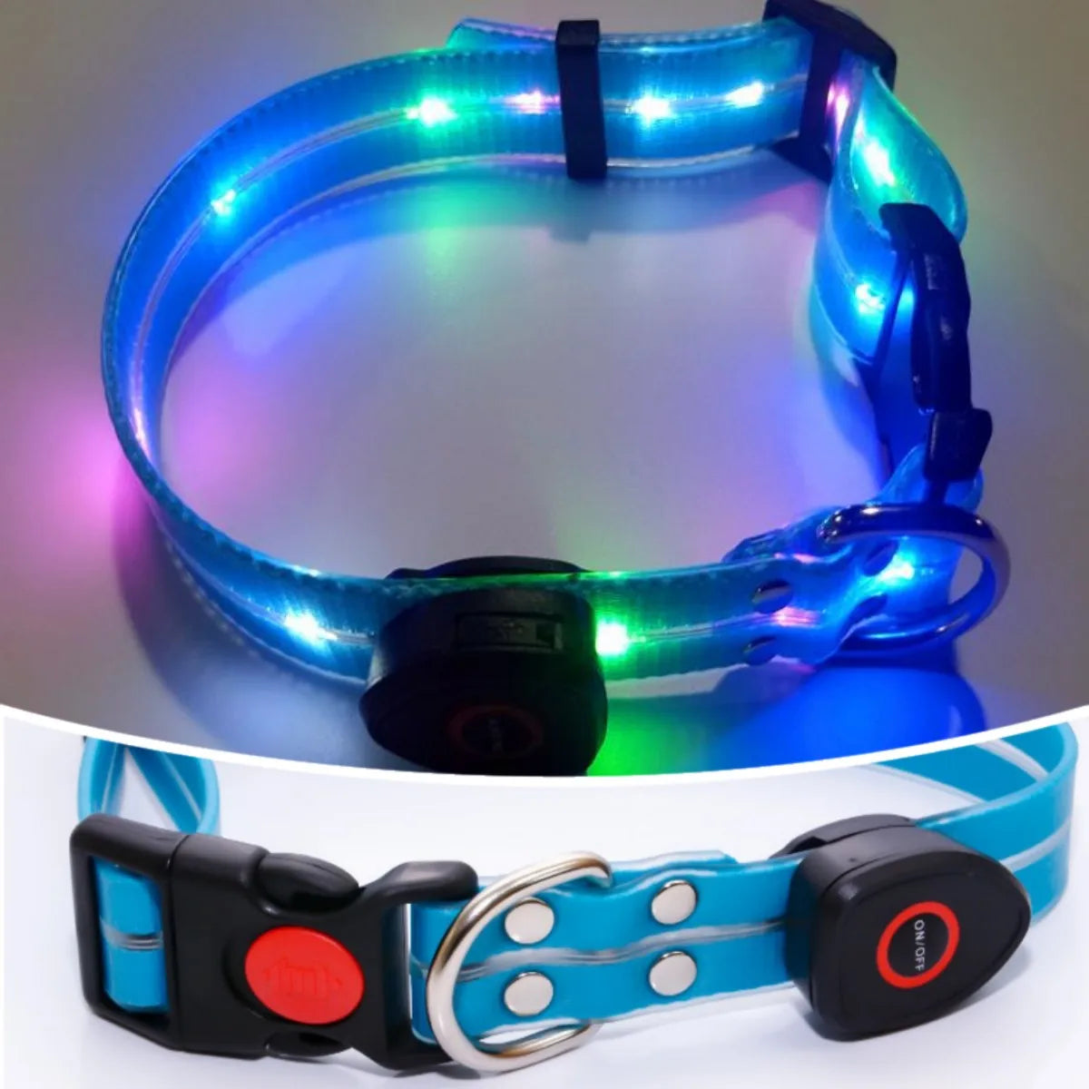 New Adjustable Led Glowing Pet Dog Collar PVC Waterproof  Anti Dirty Easy To Clean for Big Small Dogs Puppy Cat Luminous Collar