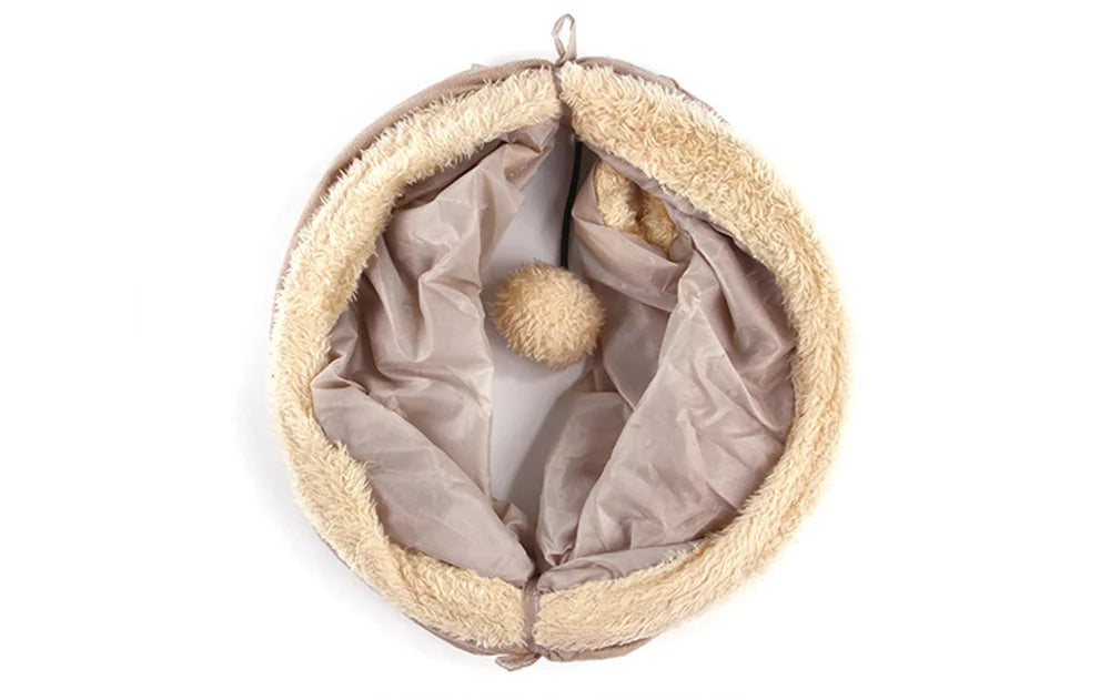 Collapsible Cat Tunnel Suede Fabric Puppy Rabbit Play Chase Hide Tunnel Tube Indoor for Game Exercising Hiding Training Pet Toys