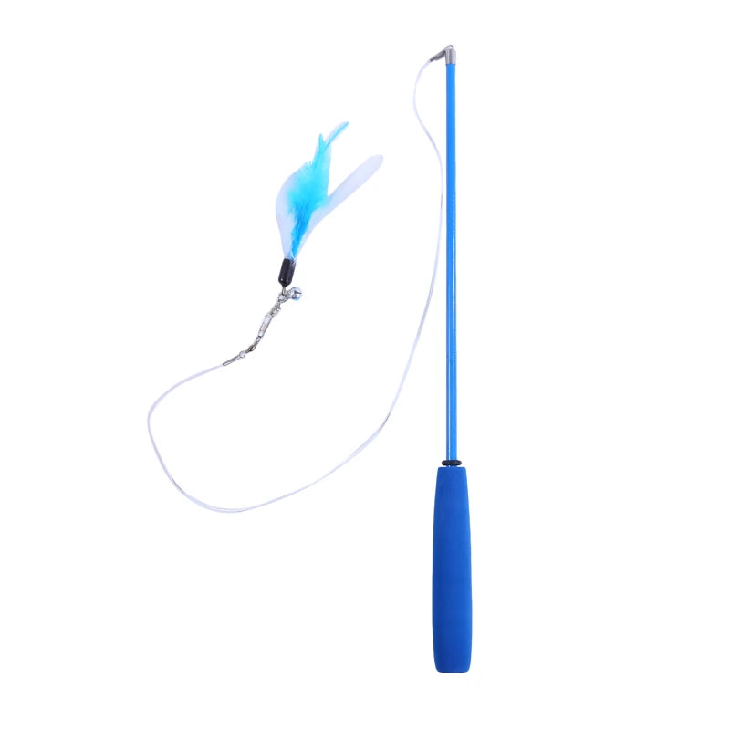 Pet Cat Toy Super Long Three Section Telescopic Rod Cat Teaser Stick Feather Replacement Head Cat Teaser Supplies New