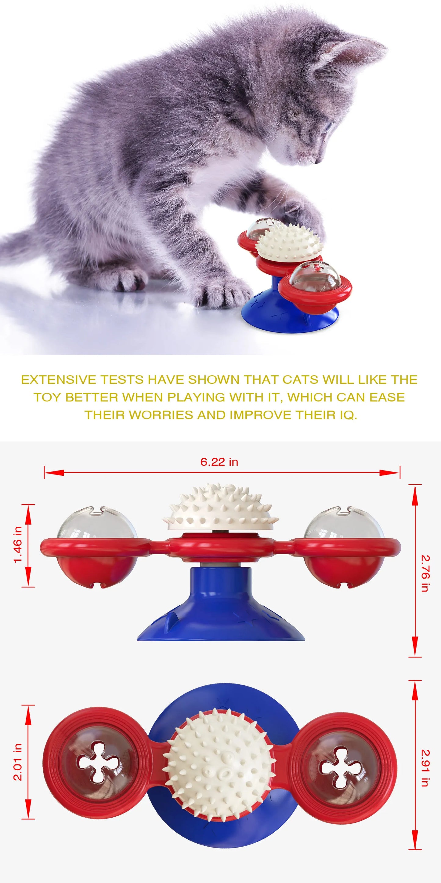 Windmill Rotating Cat Toy Turntable Interactive Pet Scratcher Hair Brush Catnip Teaser Toy for Kittens Cats Pet Supplies