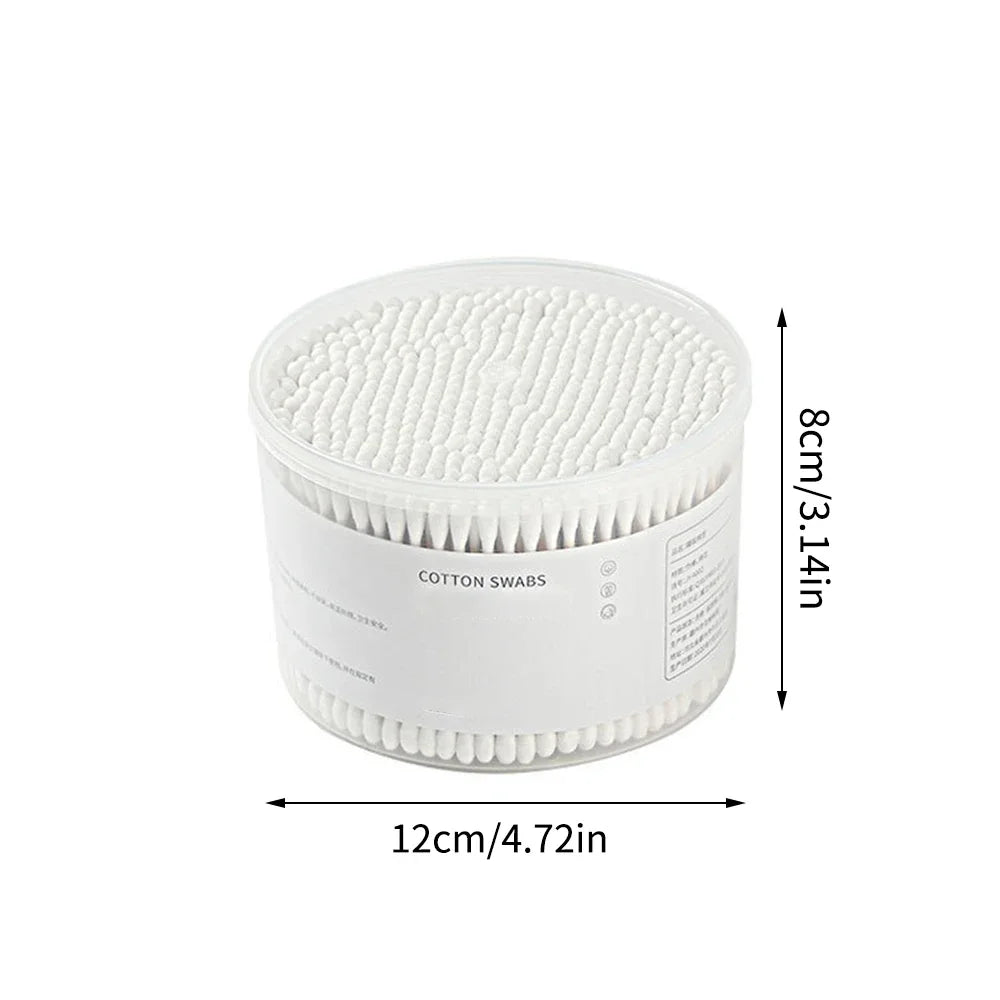 About 500PCS Disposable Cotton Swab Box With Double End Round Head For Makeup Removal Daily Cleaning Pet Care Multi-purpose