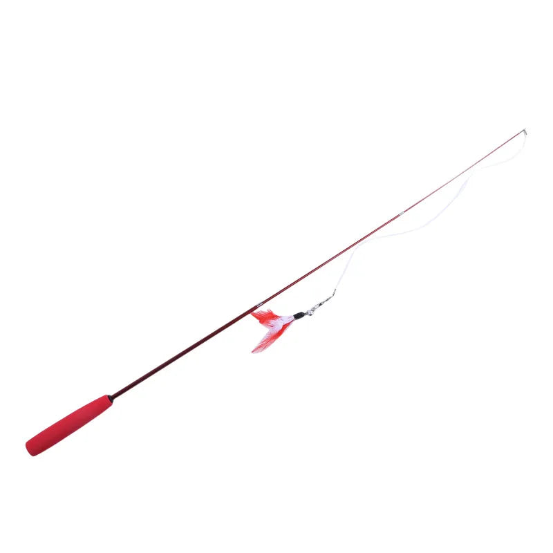 Pet Cat Toy Super Long Three Section Telescopic Rod Cat Teaser Stick Feather Replacement Head Cat Teaser Supplies New