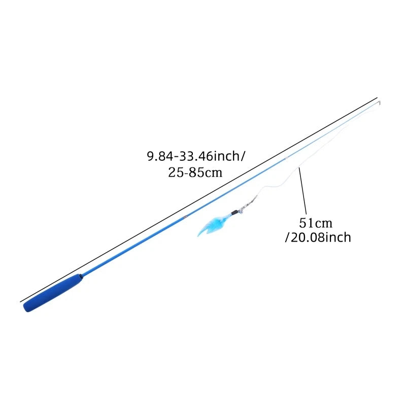 Pet Cat Toy Super Long Three Section Telescopic Rod Cat Teaser Stick Feather Replacement Head Cat Teaser Supplies New