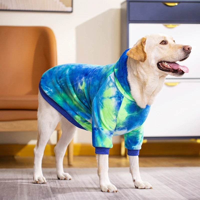 Pink Tie Dye Fleece Dog Clothes Winter Hooded Sweatshirts For Dogs Warm Coat Chihuahua Labrador Retriever Pet Clothing Dog Hood