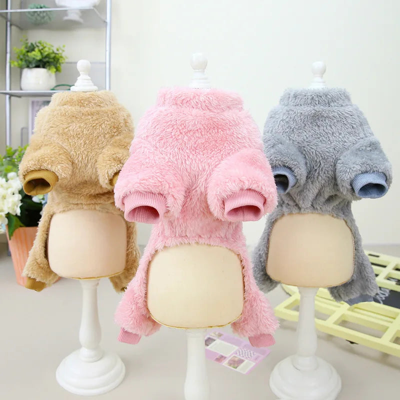 Thermal Fleece Dog Jumpsuit Pajamas Warm Puppy Kitten Sleepwear for Chihuahua Poodle Small Pets Soft Comfortable Pet Clothing