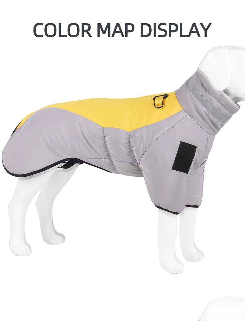 Winter Warm Dog Down Jacket Waterproof Large Dog Coat Reflection High Collar Pet Clothing for Medium Large Dogs Golden Retriever