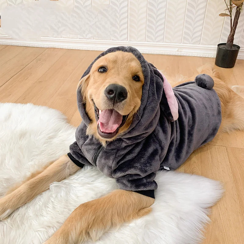 Warm Winter Pet Clothing Plush Rabbit Dog Outside Christmas Cape New Year Coat Trench Coat Plus Wool Thick Warm Coat Gift