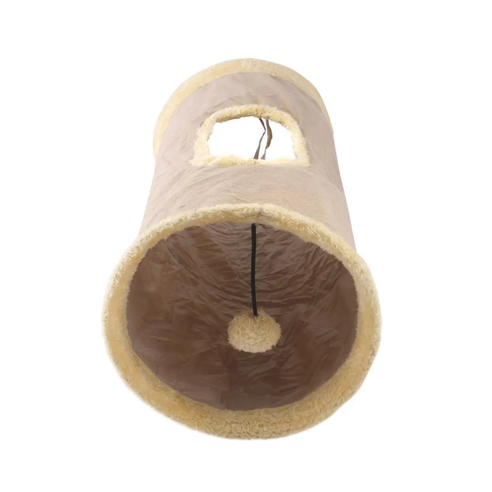 Collapsible Cat Tunnel Suede Fabric Puppy Rabbit Play Chase Hide Tunnel Tube Indoor for Game Exercising Hiding Training Pet Toys