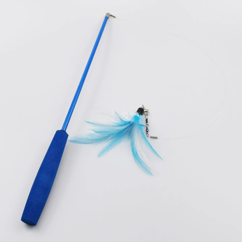Pet Cat Toy Super Long Three Section Telescopic Rod Cat Teaser Stick Feather Replacement Head Cat Teaser Supplies New