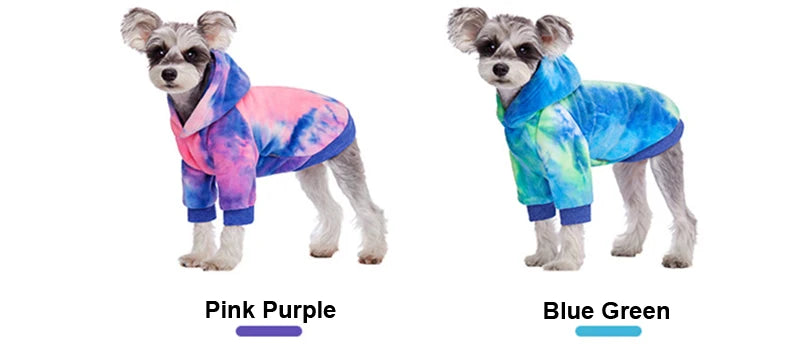 Pink Tie Dye Fleece Dog Clothes Winter Hooded Sweatshirts For Dogs Warm Coat Chihuahua Labrador Retriever Pet Clothing Dog Hood