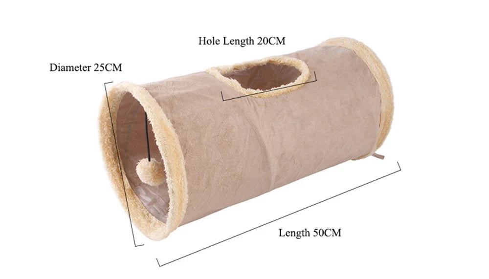Collapsible Cat Tunnel Suede Fabric Puppy Rabbit Play Chase Hide Tunnel Tube Indoor for Game Exercising Hiding Training Pet Toys