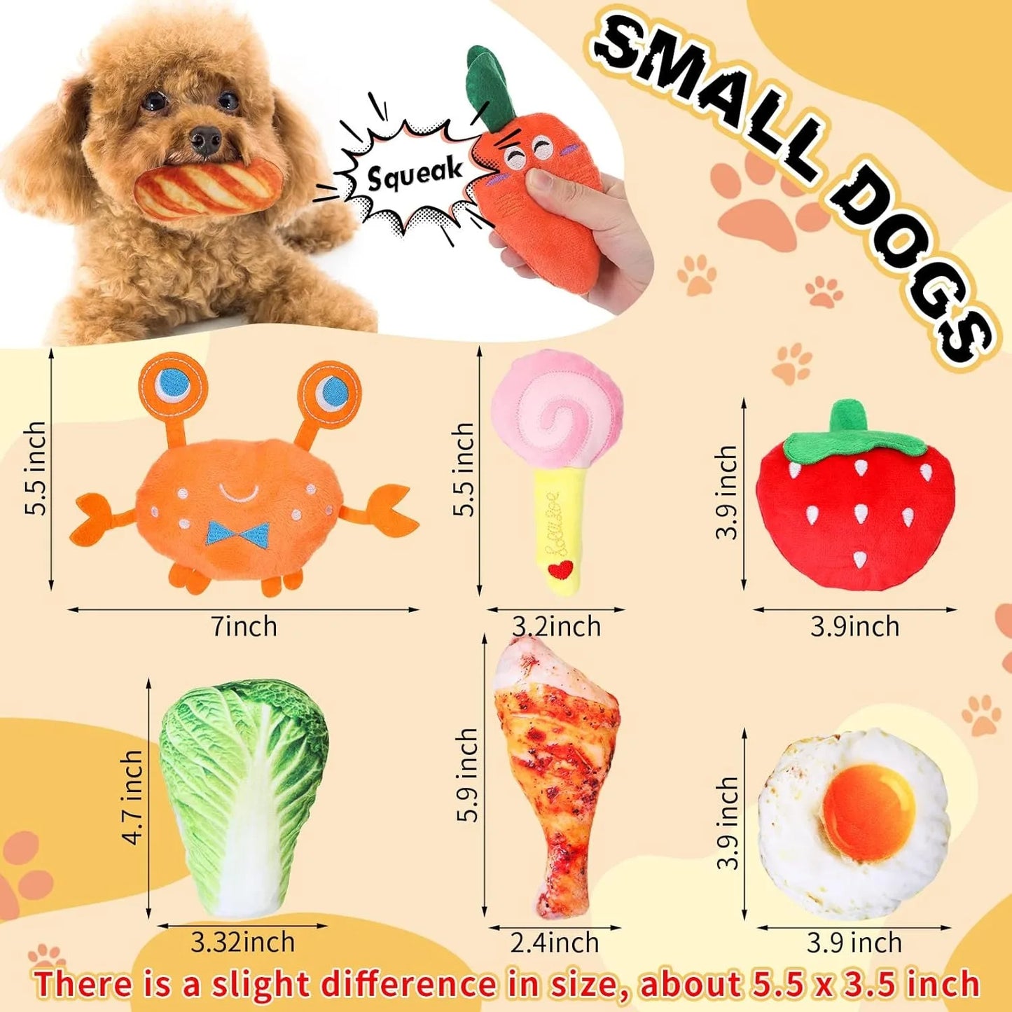 100Pcs Squeaky Toys Bulk for Small Puppy Dog Stuffed Plush Chew Toys Small Medium Dogs PET Toys with Squeakers for Puppies